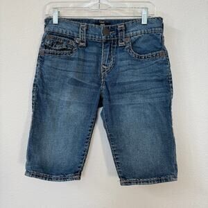 TRUE RELIGION Rocco Relaxed Skinny Denim Shorts Blue Medium Wash Men’s Size 28